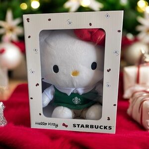 Starbucks Hello Kitty Plush with Red Bow and Green Apron